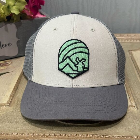 Dutch Bros Mesh Snap Back Trucker Cap Hat One Size Adjustable Gray Green - Picture 8 of 15